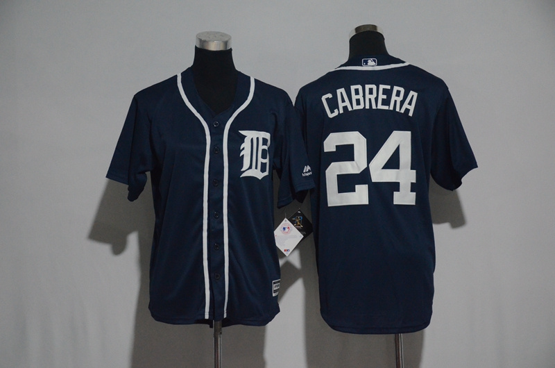 Youth 2017 MLB Detroit Tigers #24 Cabrera Blue Jerseys